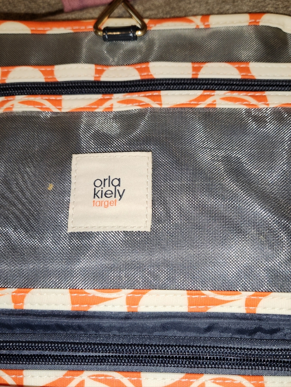 Orla Kiely Orange & Navy Hanging Travel Toiletry Organizer - Picture 4 of 6